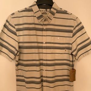 NWT Vans , Men’s L Navy and Cream stripe, SS shirt
